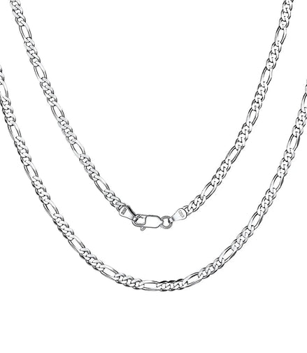 Italian S925 Sterling Silver 3Mm Figaro Chain Necklace, Suitable for Men and Women Jewelry Gifts for Anniversaries, Birthdays, Holidays, Special Occasions