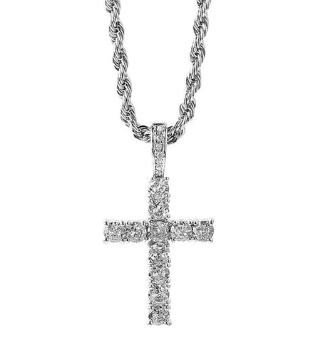925 Sterling Silver Necklace Inlaid Crystal Zircon Fashion Cross Men'S Pendant Necklace, Party Gift Jewelry