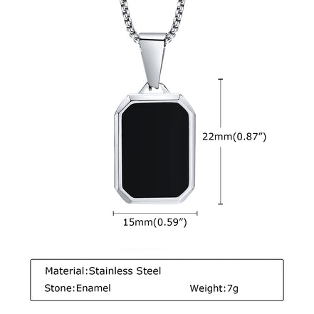 Trendy Pendant Necklaces for Men Boys,Square Natural Stone Stainless Steel Necklaces,New Hip Hop Cool Jewelry Gifts