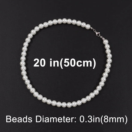Cool Artificial White Pearl Necklace 1 Pcs Choker Beaded Chain for Men and Women Fashion Jewelry Gift