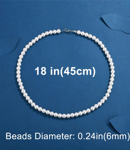 Cool Artificial White Pearl Necklace 1 Pcs Choker Beaded Chain for Men and Women Fashion Jewelry Gift