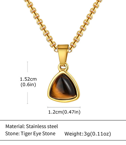 Trendy Pendant Necklaces for Men Boys,Square Natural Stone Stainless Steel Necklaces,New Hip Hop Cool Jewelry Gifts