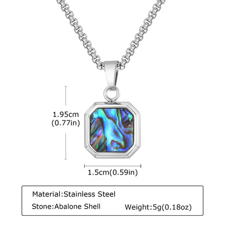 Trendy Pendant Necklaces for Men Boys,Square Natural Stone Stainless Steel Necklaces,New Hip Hop Cool Jewelry Gifts